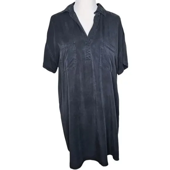 Universal Thread Shirt Dress XL Pockets Charcoal Black Shift Knee Length Lyocell - Picture 10 of 10